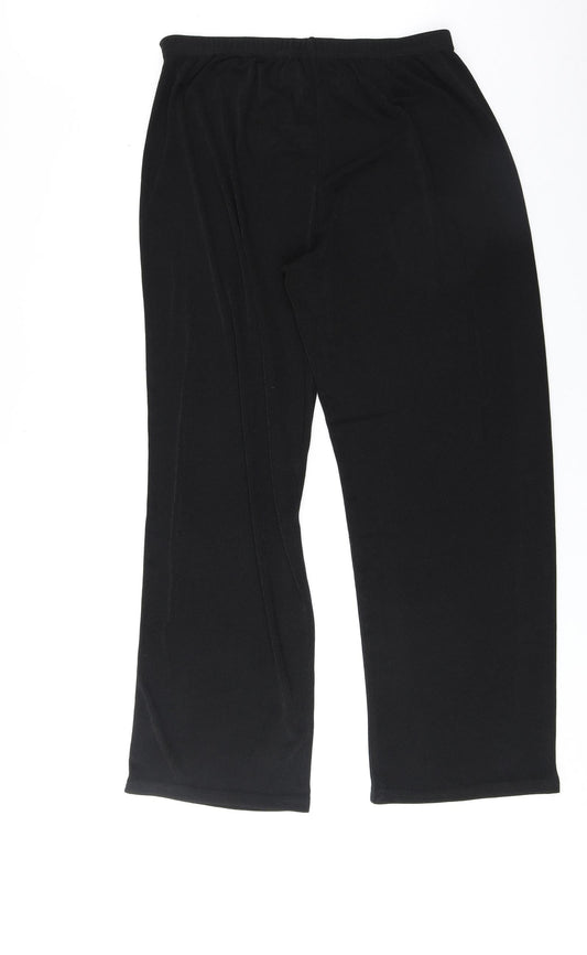Preworn Womens Black Polyester Trousers Size 16 Regular
