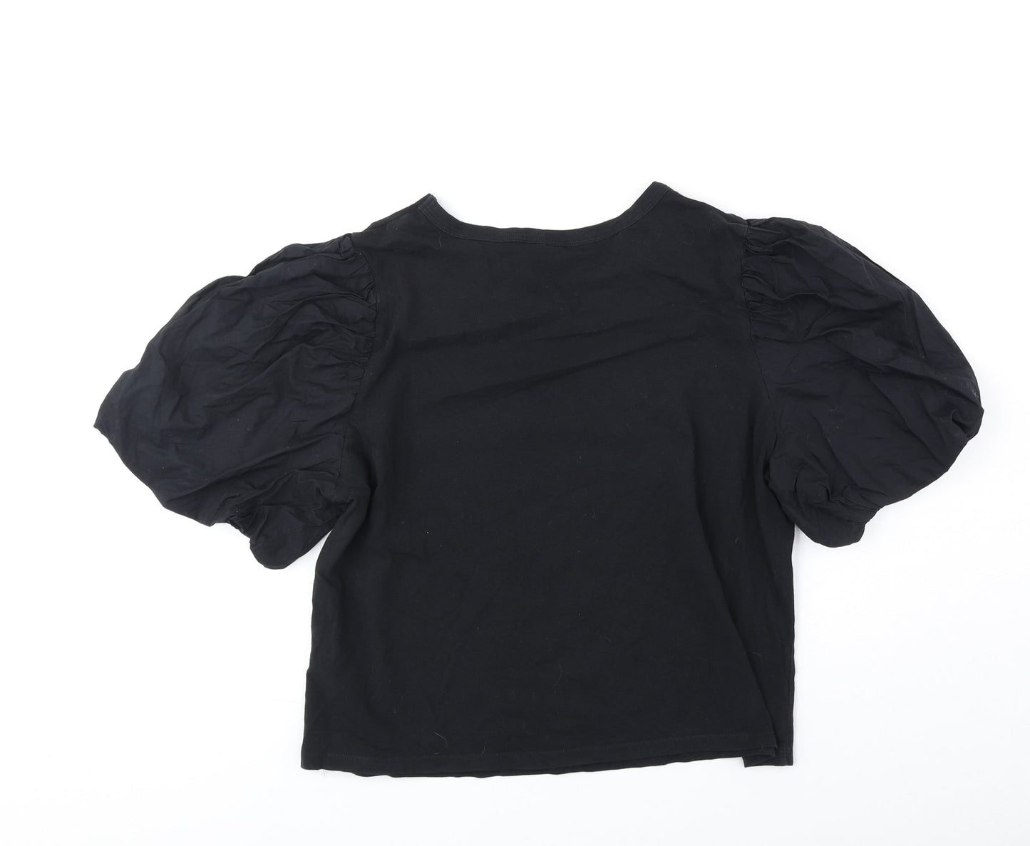 H&M Womens Black Polyester Basic Blouse Size XL Round Neck