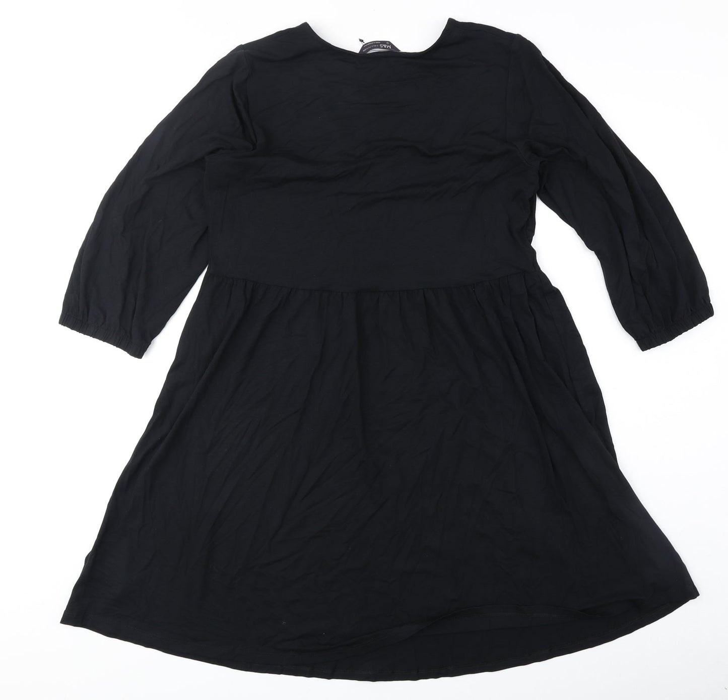 Marks and Spencer Womens Black Polyester Fit & Flare Size 12 V-Neck Pullover