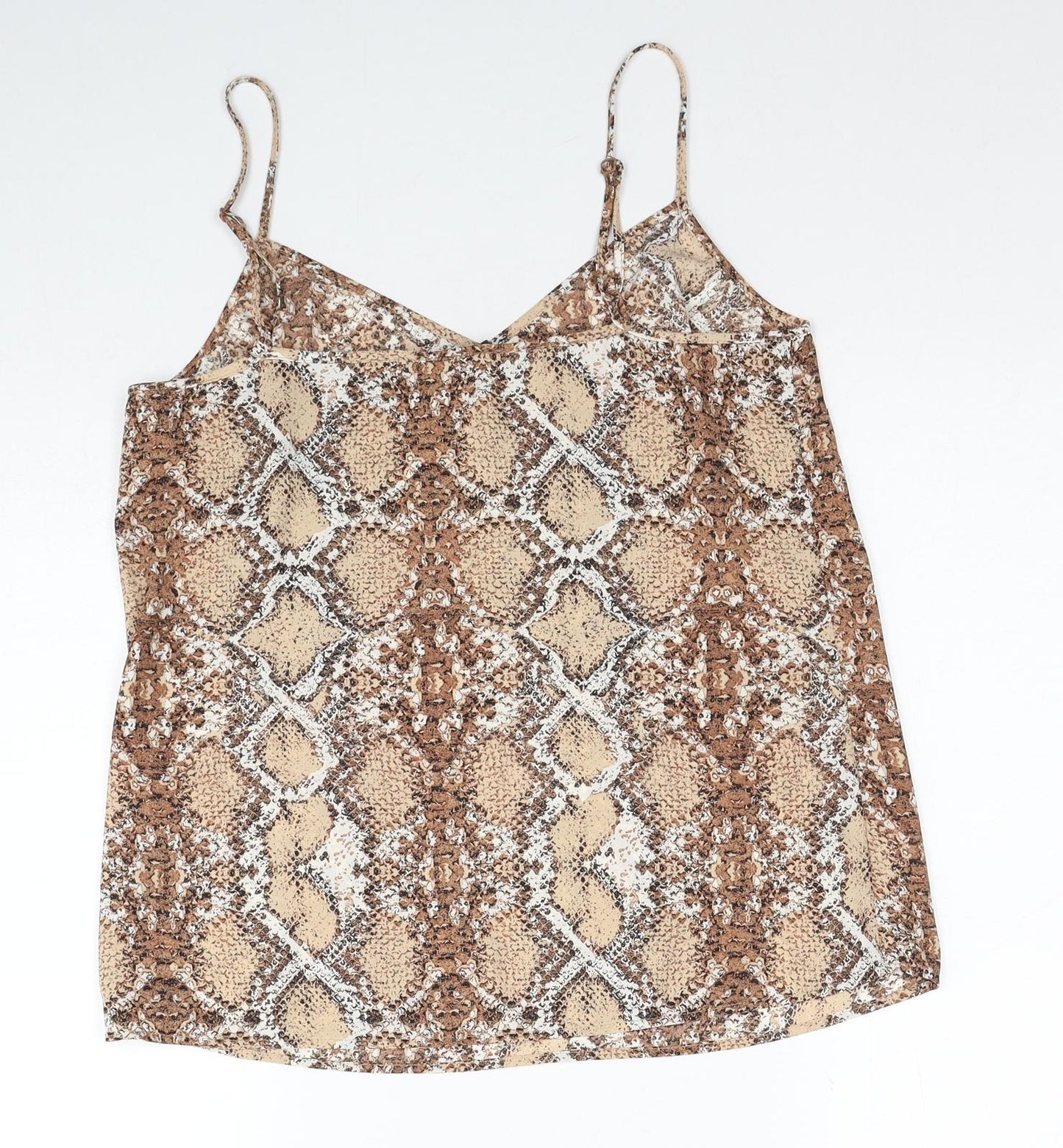 Marks and Spencer Womens Beige Animal Print Polyester Basic Tank Size 10 V-Neck - Snake Print