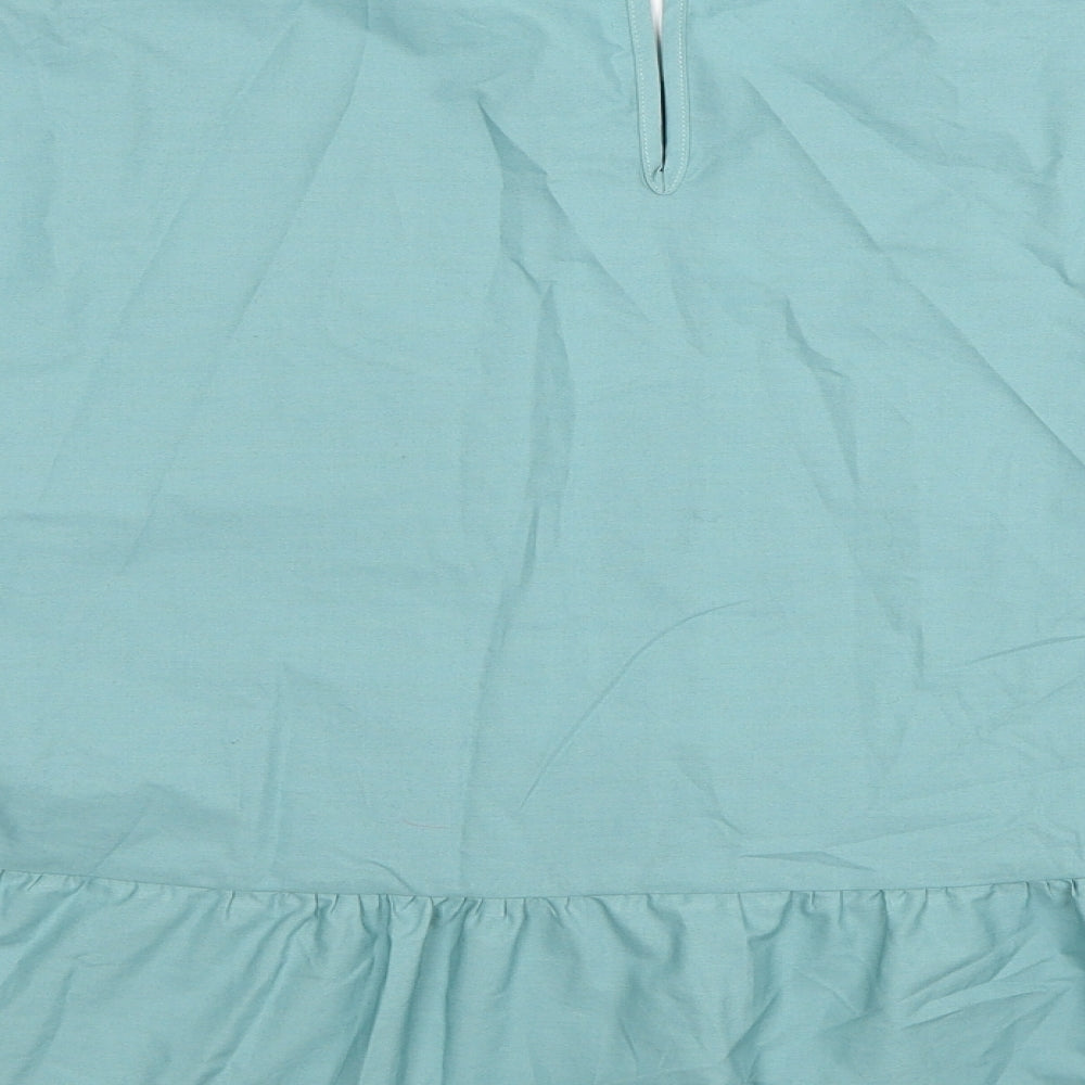 Marks and Spencer Womens Blue Cotton Basic Blouse Size 16 Round Neck