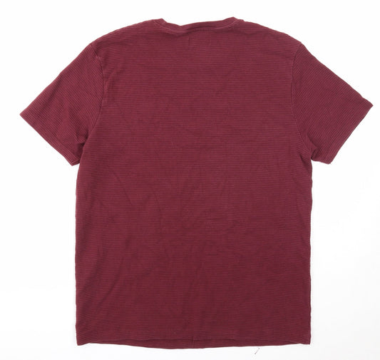 Topman Womens Purple Striped Cotton Basic T-Shirt Size M Round Neck