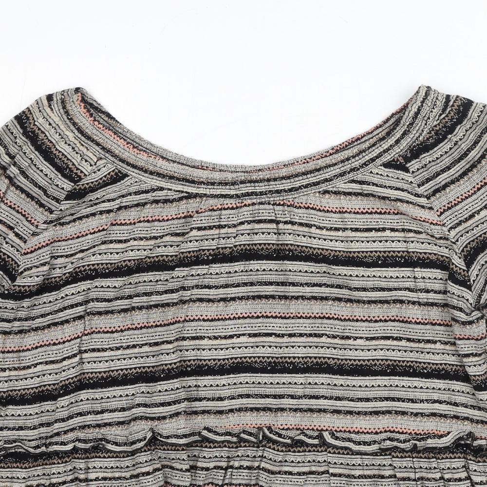 Lotties Womens Grey Striped Viscose Basic Blouse Size 16 Round Neck