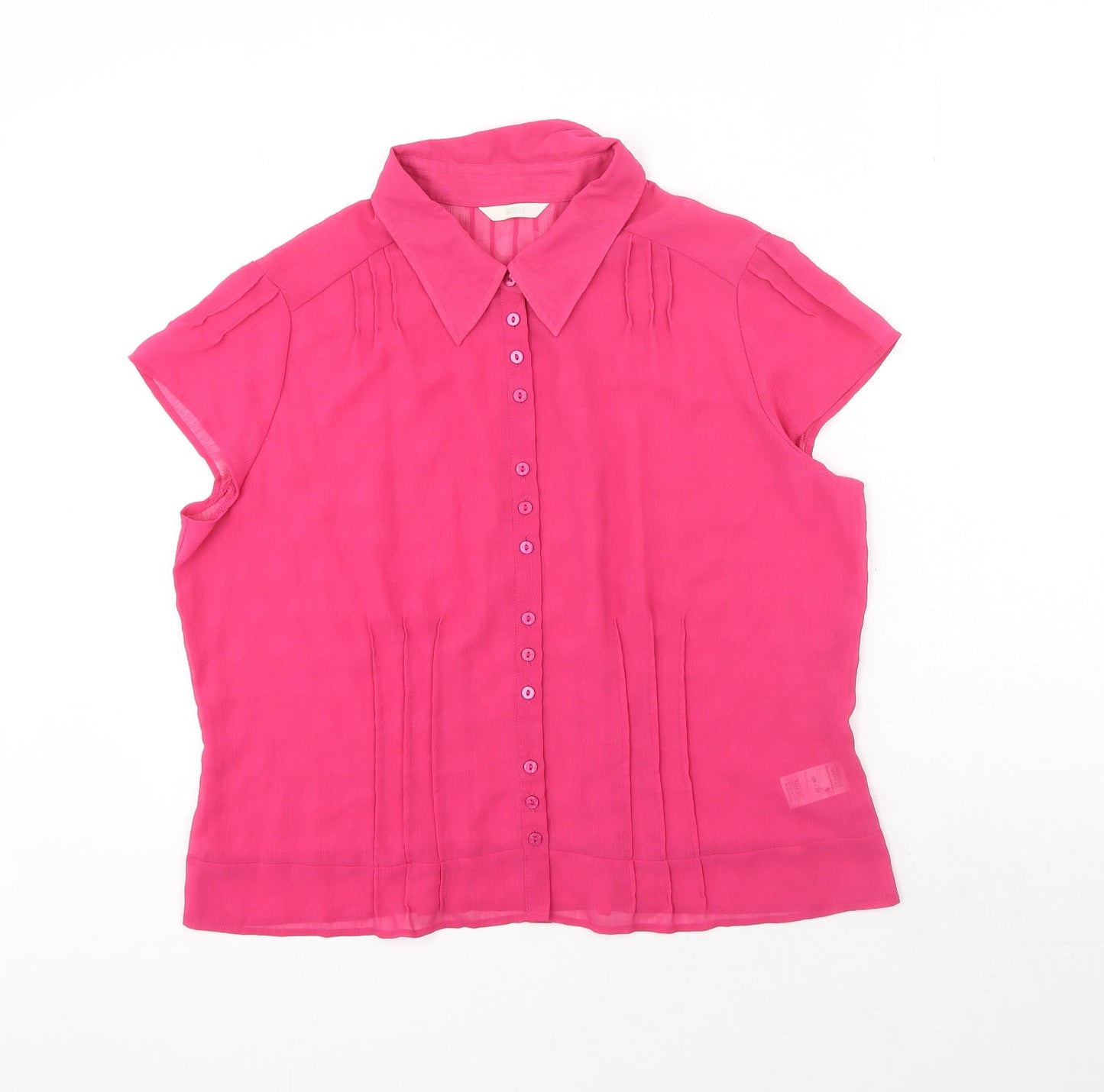 Marks and Spencer Womens Pink Polyester Basic Button-Up Size 20 Collared