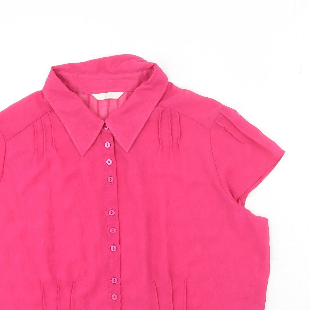 Marks and Spencer Womens Pink Polyester Basic Button-Up Size 20 Collared