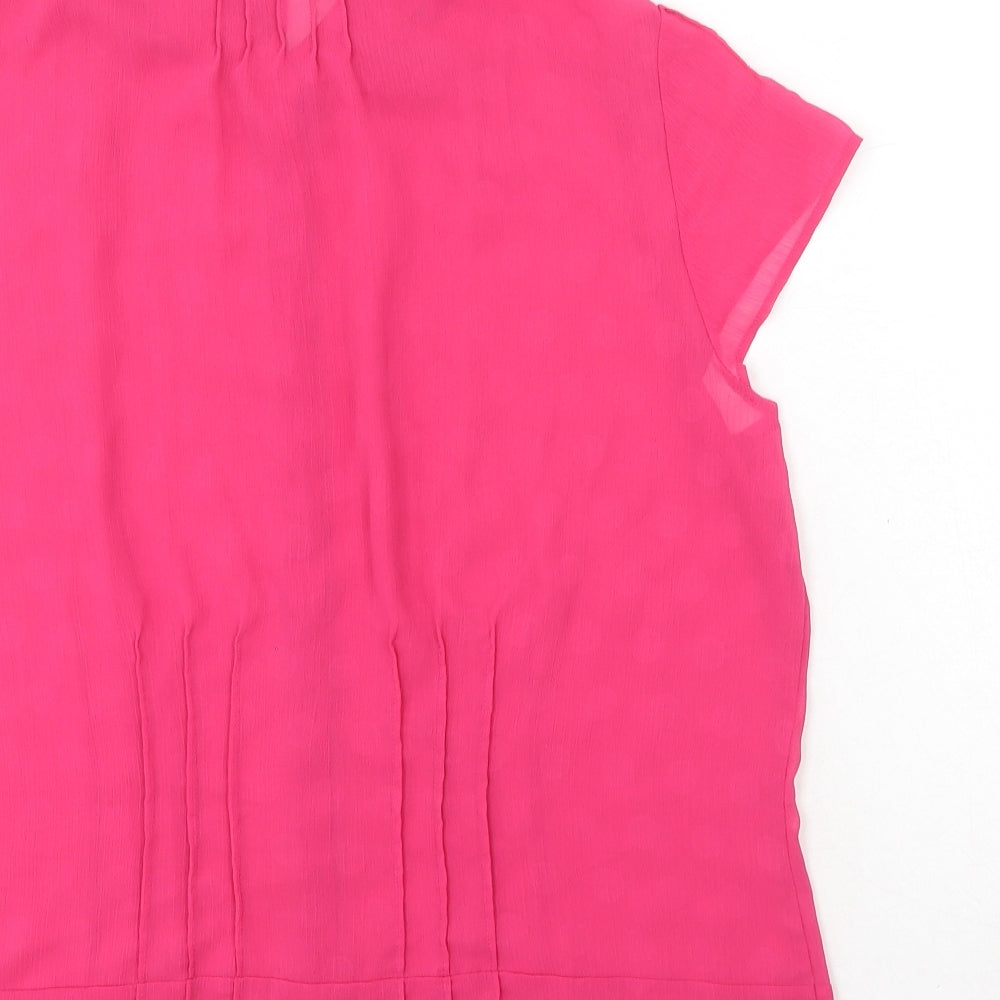 Marks and Spencer Womens Pink Polyester Basic Button-Up Size 20 Collared