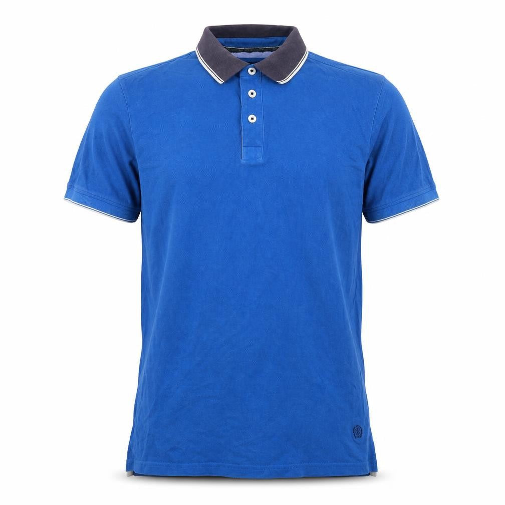 Marks and Spencer Mens Blue Cotton Polo Size M Collared Button