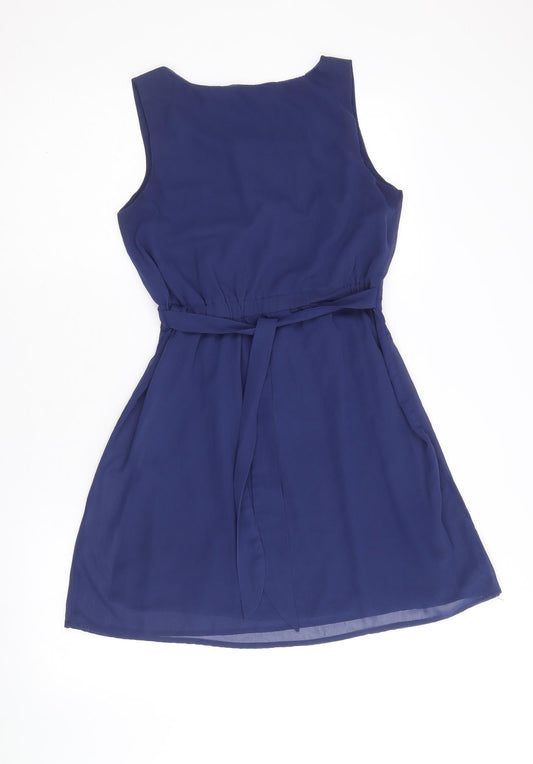 Jasmine Womens Blue Polyester A-Line Size 8 Round Neck Pullover