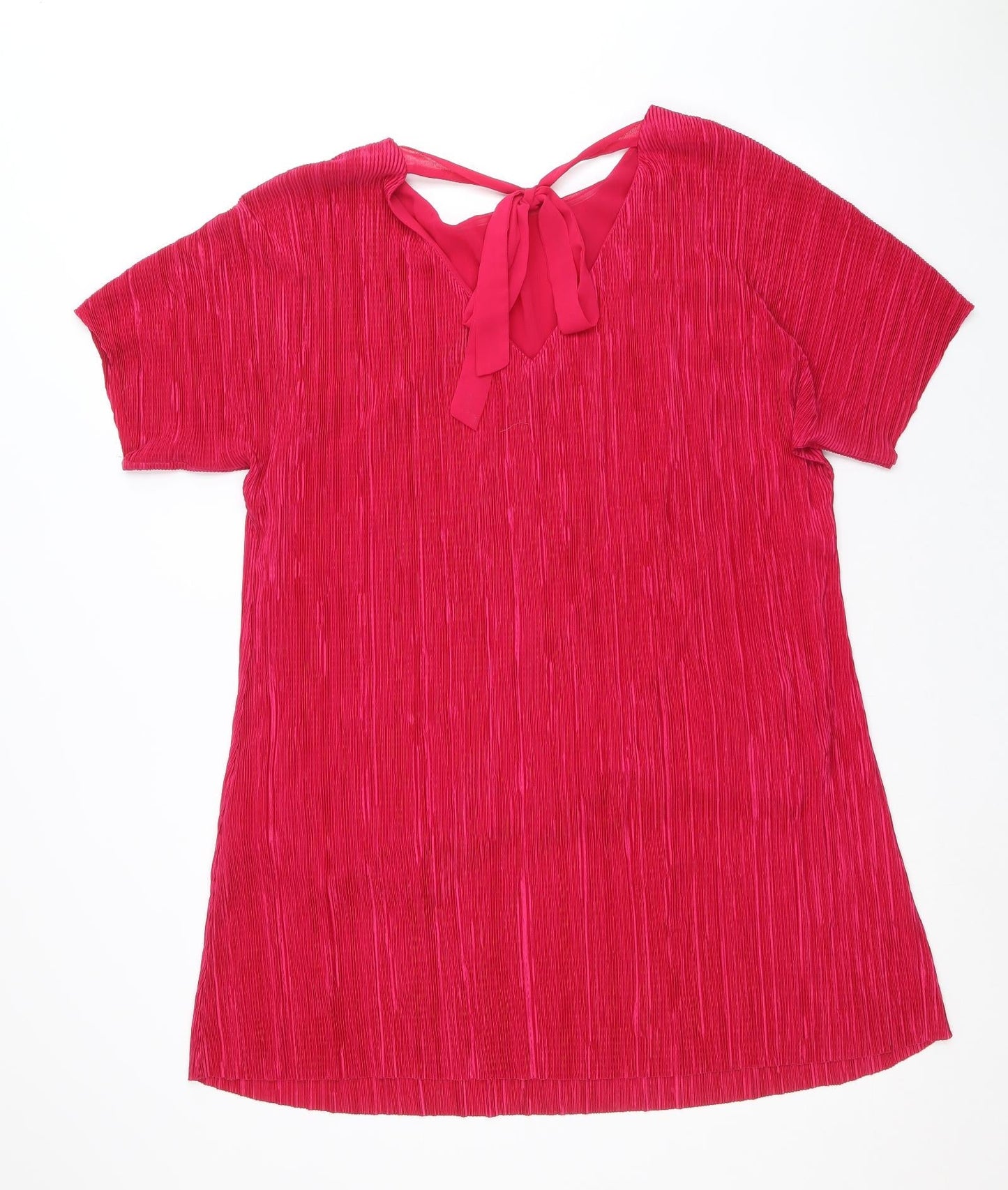 Phase Eight Womens Pink Polyacrylate Fibre A-Line Size 12 Round Neck Tie