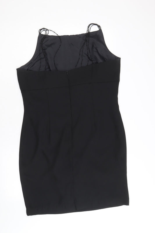 Opera Womens Black Polyester Bodycon Size 16 Square Neck Zip