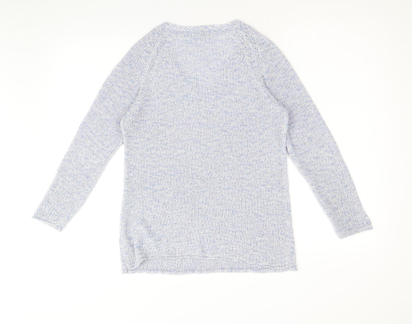 Roman Womens Blue V-Neck Acrylic Pullover Jumper Size 10