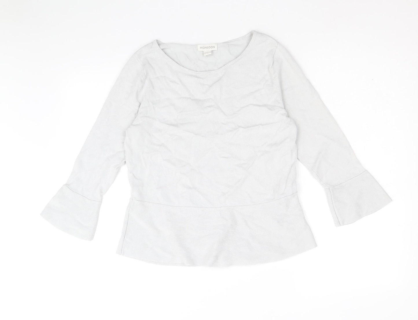 Monsoon Womens Grey Scoop Neck Viscose Pullover Jumper Size 12