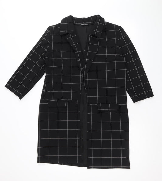 Malabay Womens Black Striped Overcoat Coat Size 14