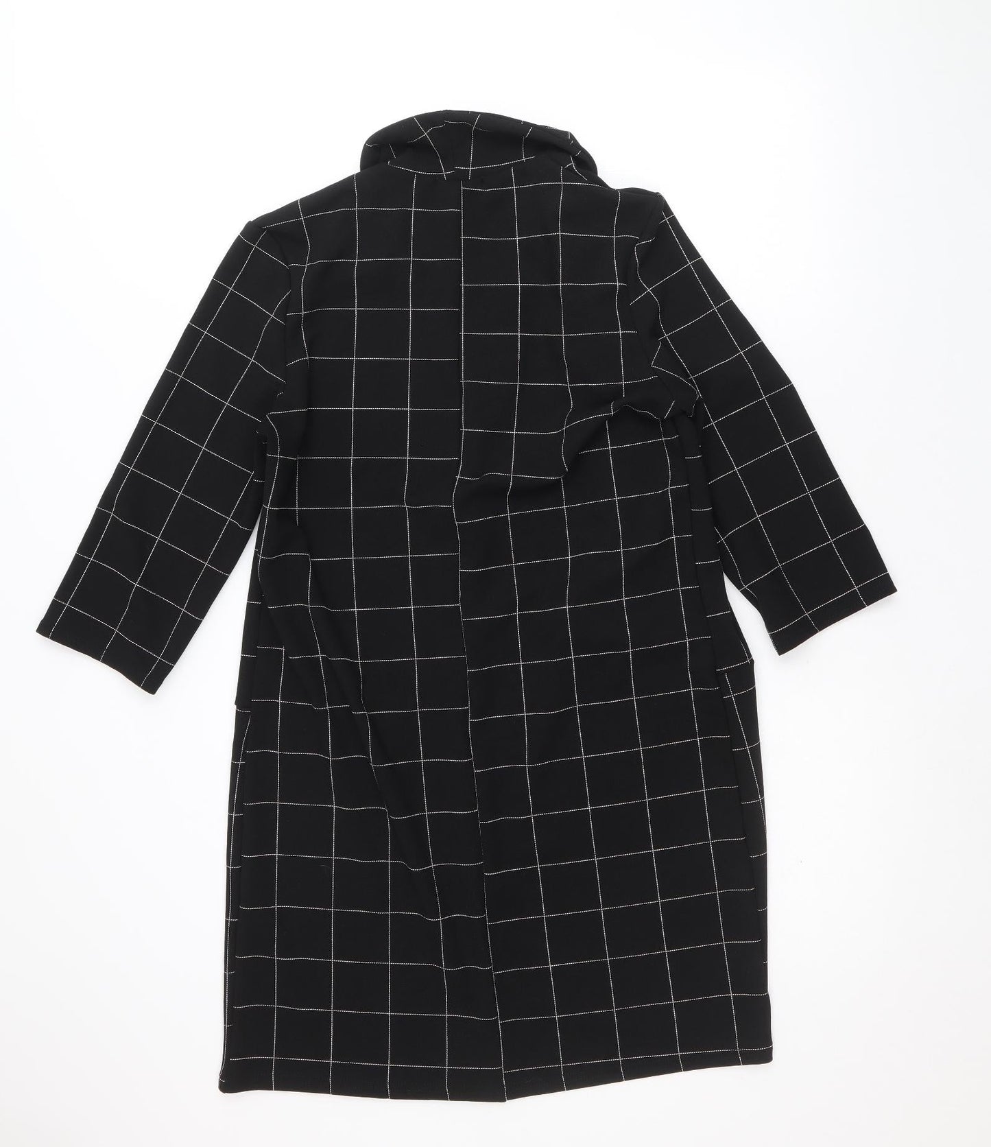 Malabay Womens Black Striped Overcoat Coat Size 14