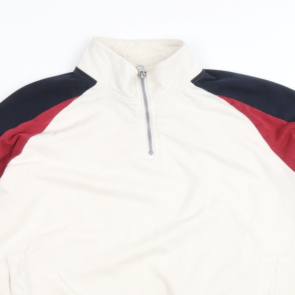 George Mens Beige Cotton Pullover Sweatshirt Size S - Colourblock