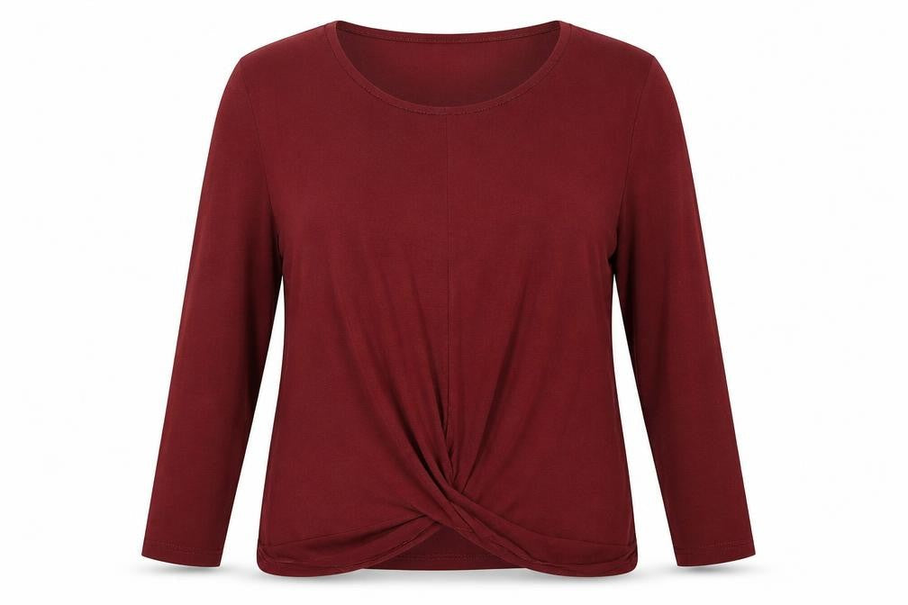 Peacocks Womens Red Viscose Basic Blouse Size 14 Round Neck - Knot Front