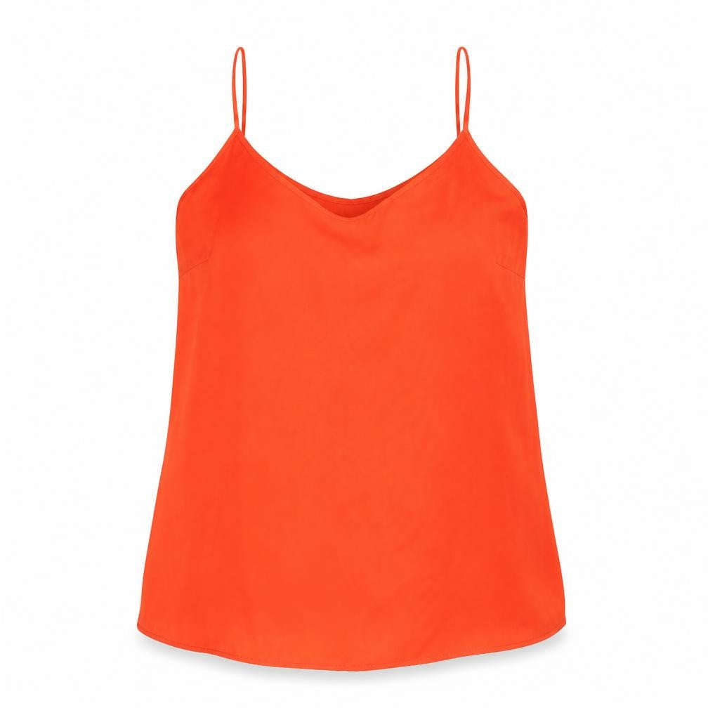 Marks and Spencer Womens Orange Polyester Basic Tank Size 10 Round Neck