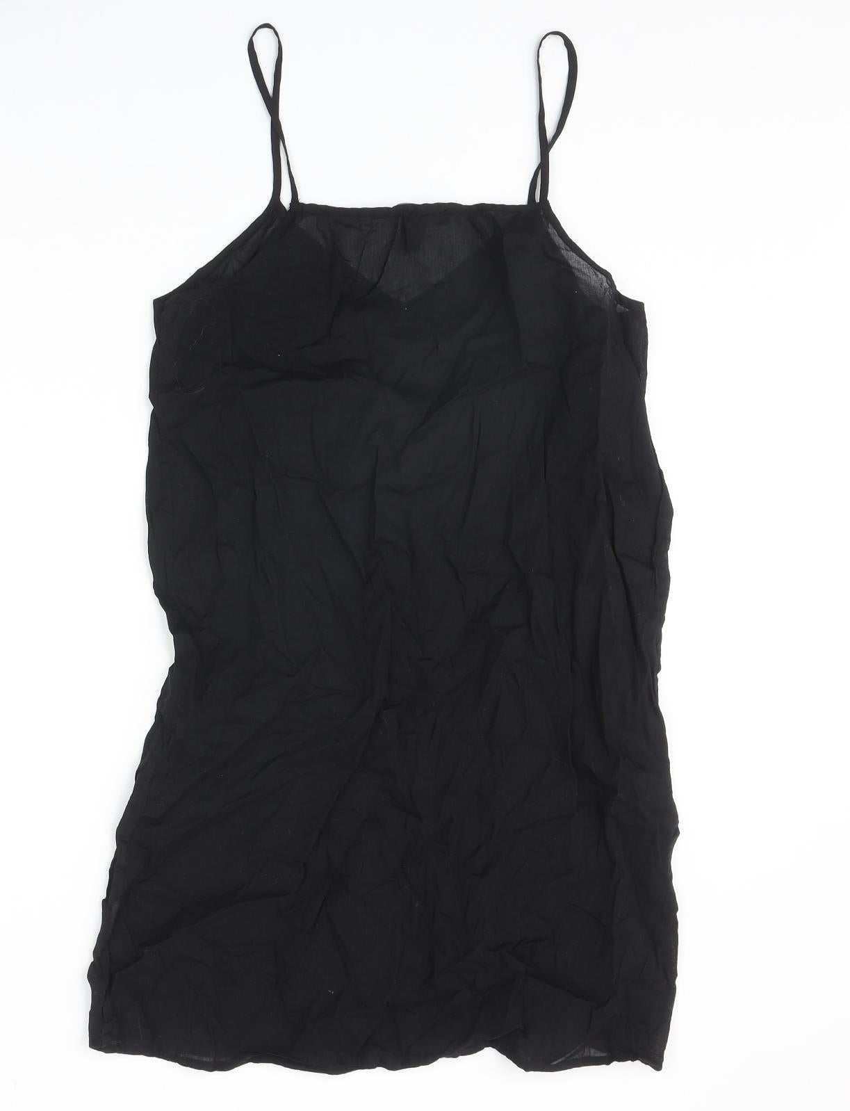 New Look Womens Black Viscose Tank Dress Size 10 V-Neck Pullover