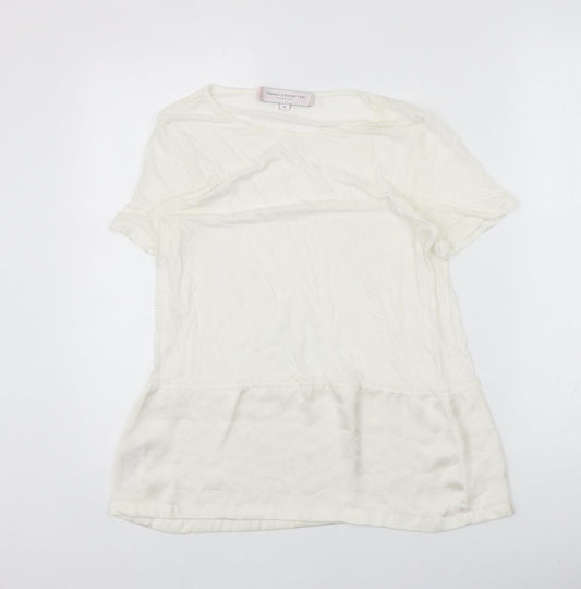 French Connection Womens Ivory Lyocell Basic T-Shirt Size M Round Neck