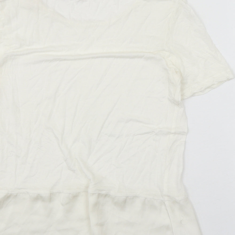 French Connection Womens Ivory Lyocell Basic T-Shirt Size M Round Neck