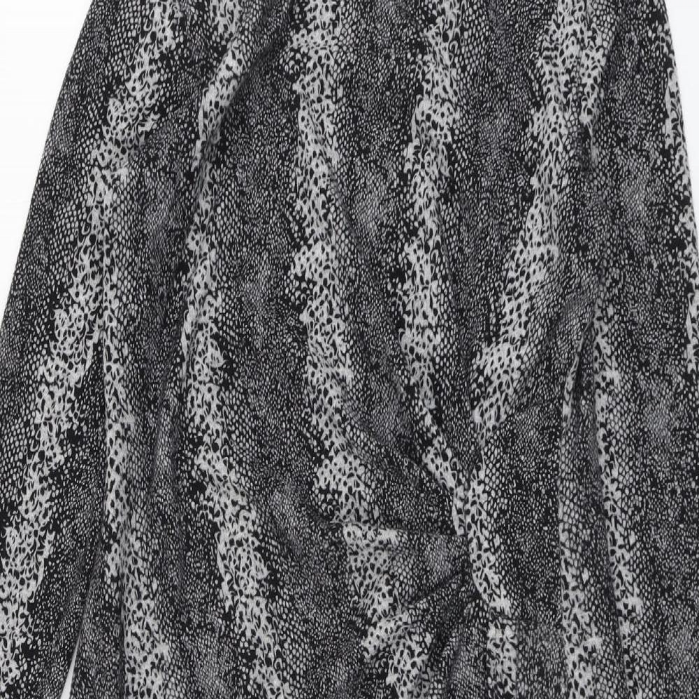 Sugar Crisp Womens Grey Geometric Polyester A-Line Size M Round Neck Pullover