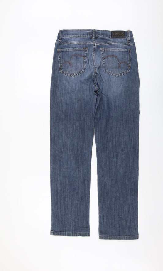Angels Womens Blue Cotton Straight Jeans Size 28 in L28 in Regular Button