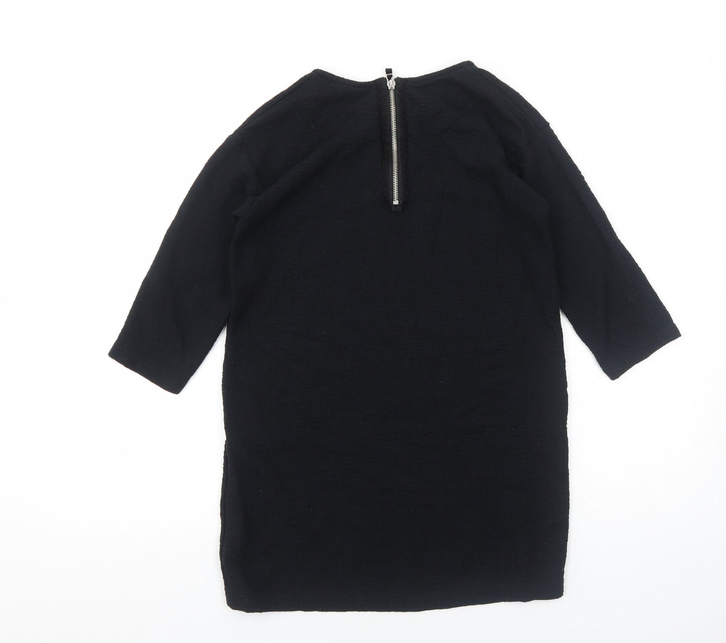 Topshop Womens Black Polyester A-Line Size 8 Round Neck Zip