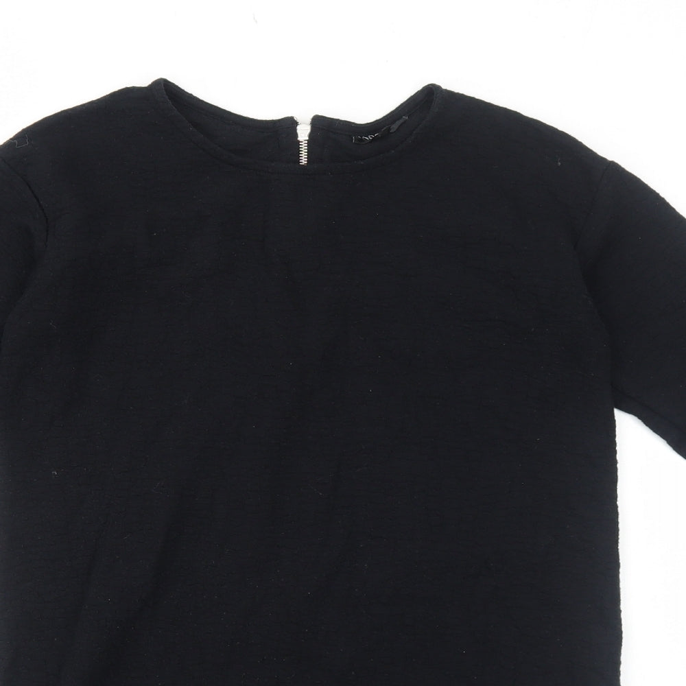Topshop Womens Black Polyester A-Line Size 8 Round Neck Zip