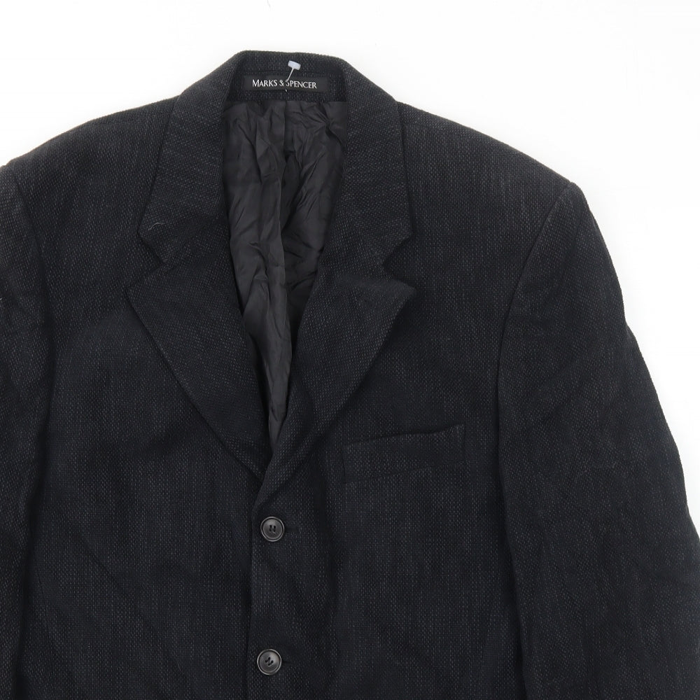 Marks and Spencer Mens Blue Cotton Jacket Blazer Size 40 Regular