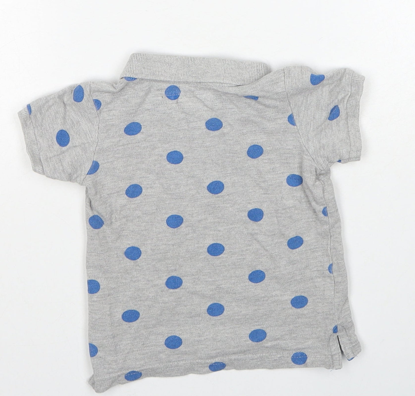 H&M Boys Grey Polka Dot Cotton Basic Polo Size 3-6 Months Collared Button