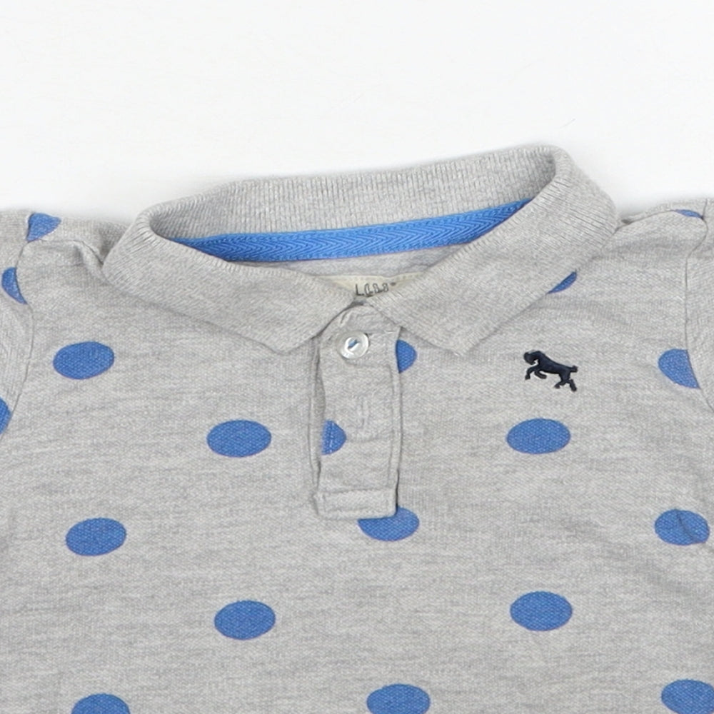 H&M Boys Grey Polka Dot Cotton Basic Polo Size 3-6 Months Collared Button