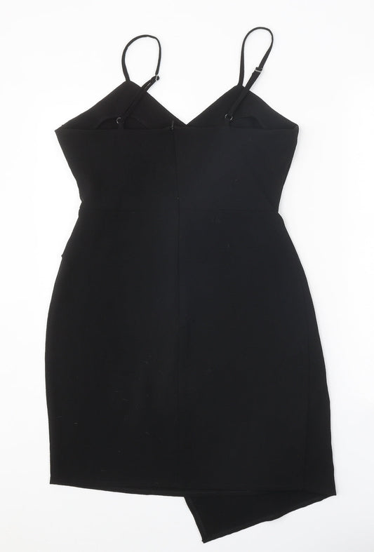 Code Pink Womens Black Polyester Bodycon One Size V-Neck Zip