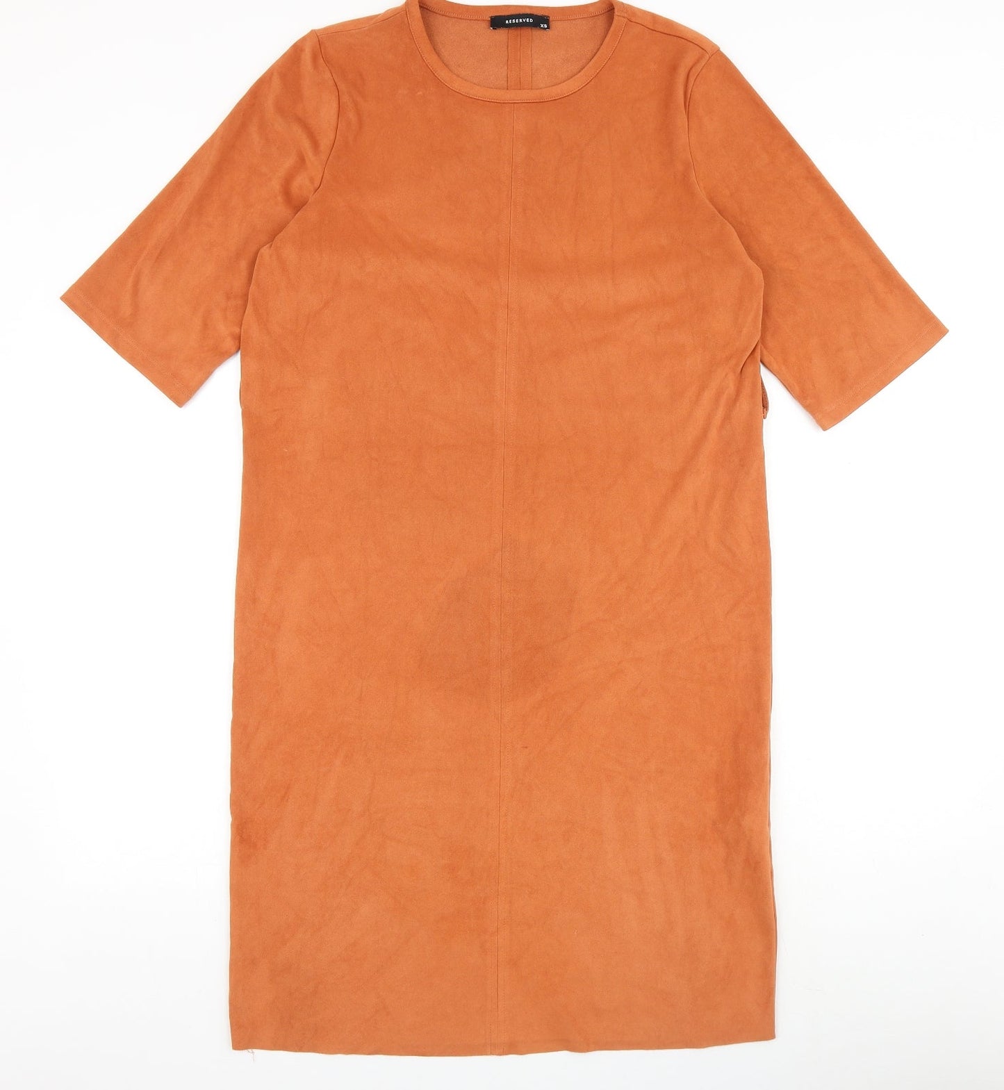 RESERVED Womens Orange Polyurethane A-Line Size XS Round Neck Pullover