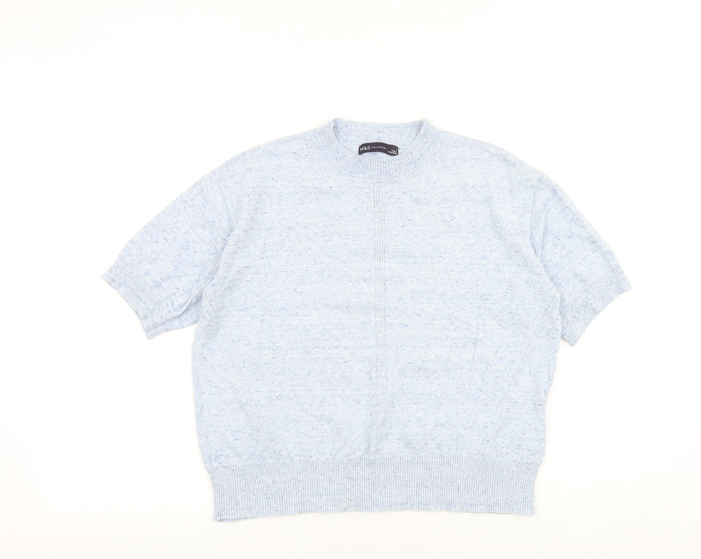 Marks and Spencer Womens Blue Round Neck Cotton Pullover Jumper Size S