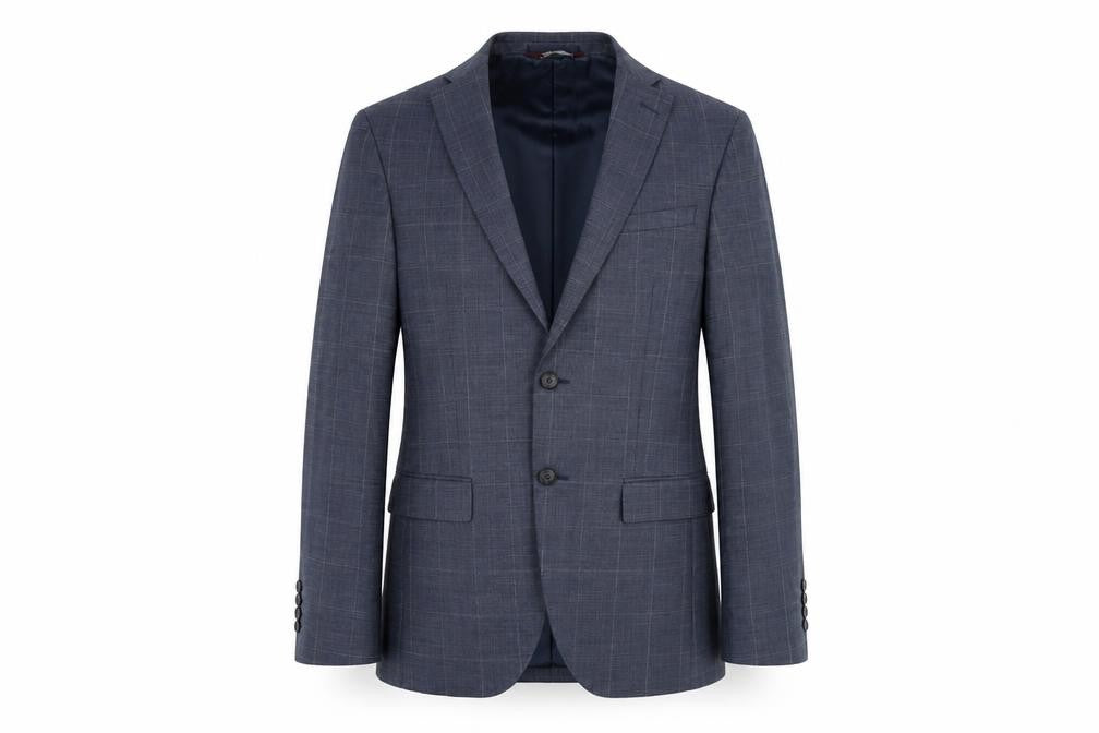 Marks and Spencer Mens Blue Plaid Wool Jacket Suit Jacket Size 36 Regular