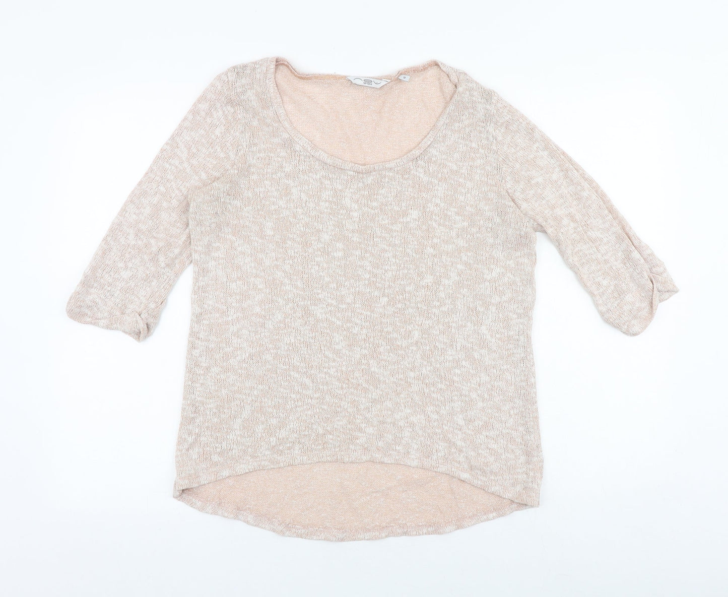 New Look Womens Beige Scoop Neck Polyester Pullover Jumper Size 14