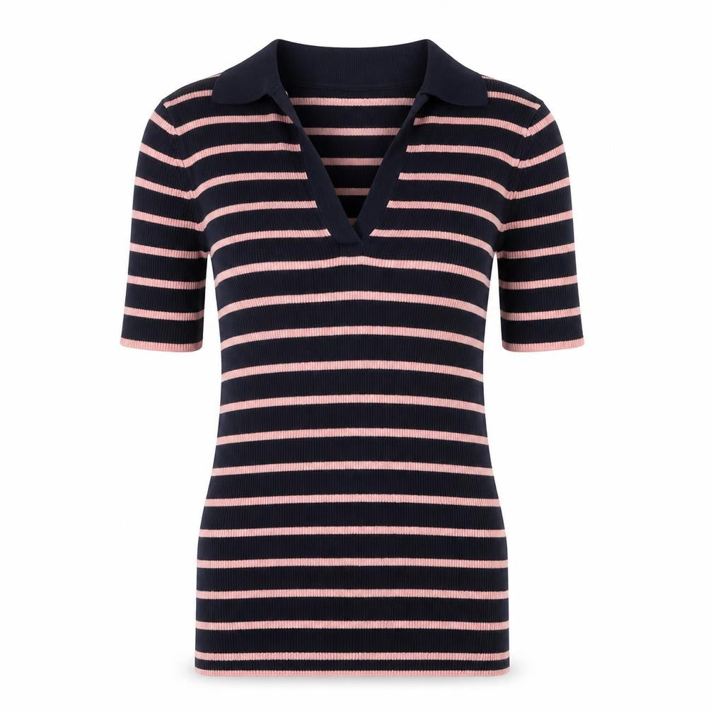 Marks and Spencer Womens Blue Striped Cotton Basic T-Shirt Size XS Collared