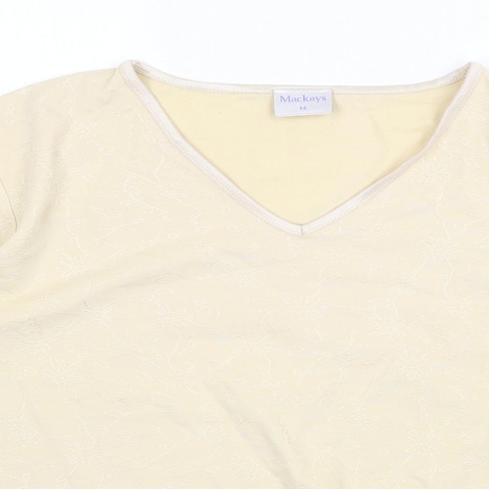 Mackays Womens Yellow V-Neck Polyester Pullover Jumper Size 14