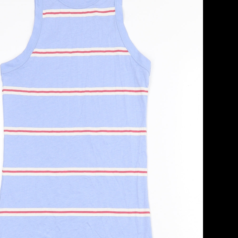 Marks and Spencer Womens Blue Striped Cotton Bodycon Size S Round Neck Pullover