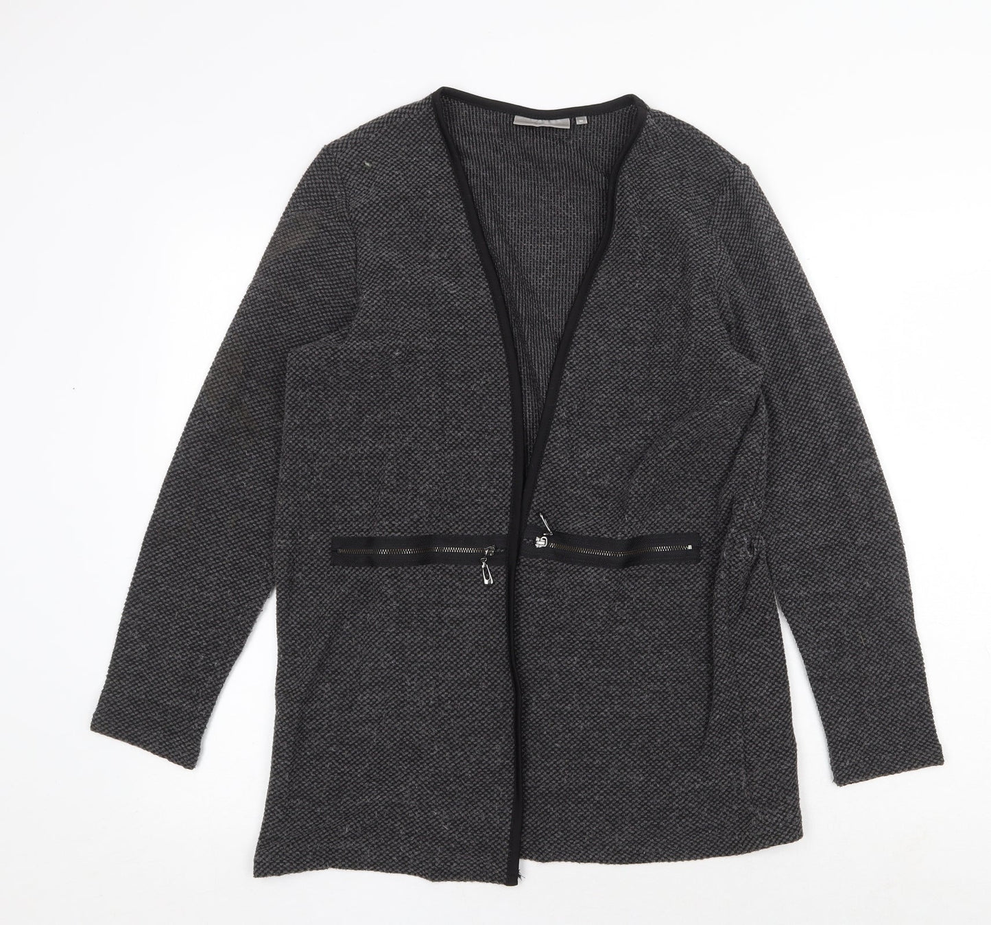 Fransa Womens Grey Geometric Jacket Size M