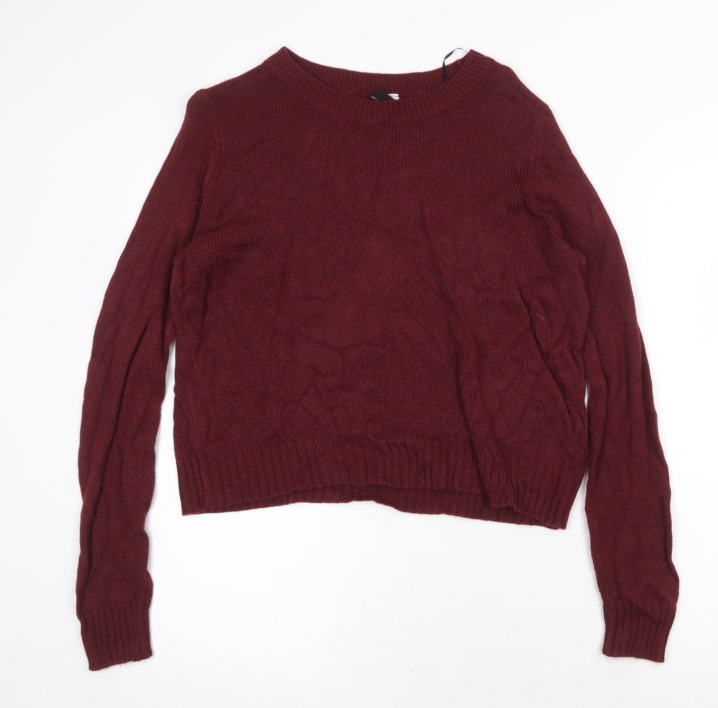 H&M Womens Red Round Neck Acrylic Pullover Jumper Size S