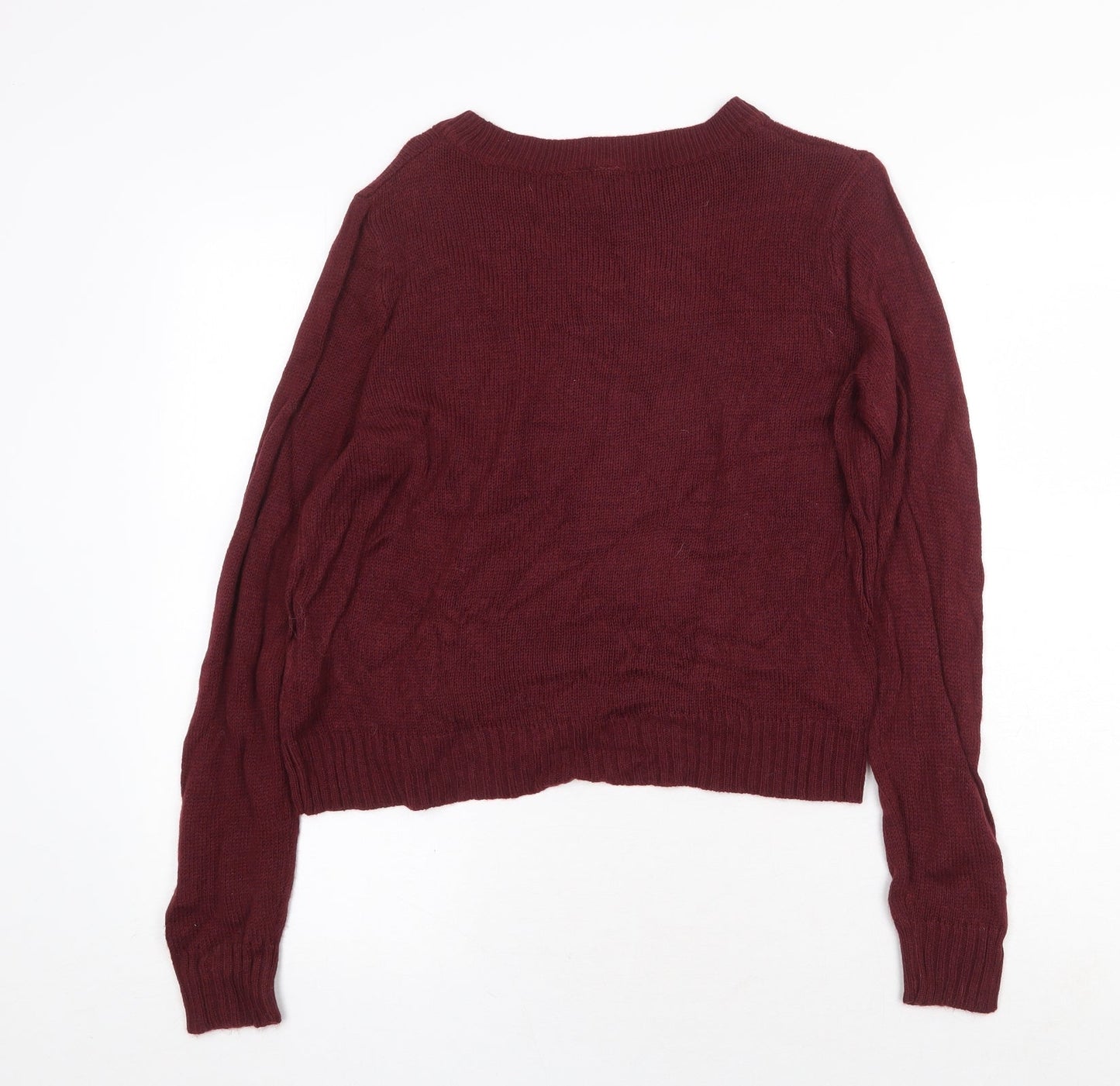 H&M Womens Red Round Neck Acrylic Pullover Jumper Size S