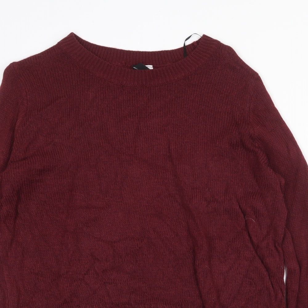H&M Womens Red Round Neck Acrylic Pullover Jumper Size S