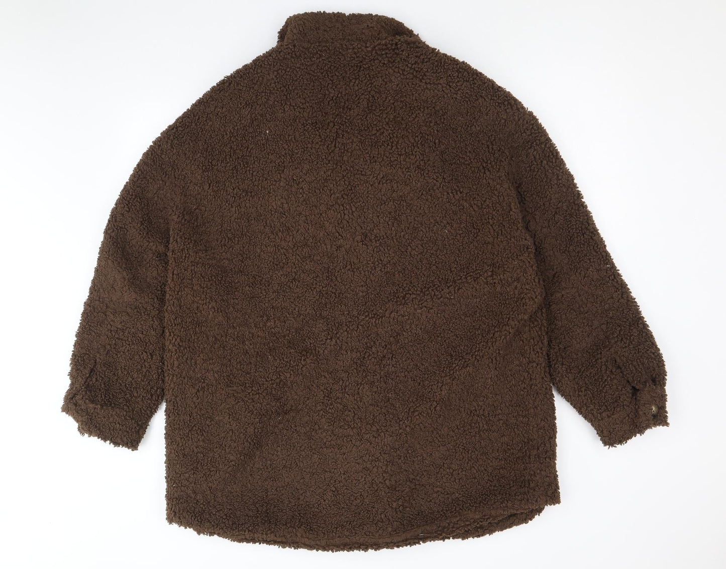 PRETTYLITTLETHING Womens Brown Jacket Size 8 Button - Teddy Bear Style