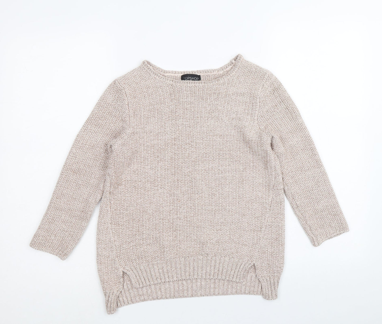 Topshop Womens Gold Round Neck Cotton Pullover Jumper Size 6