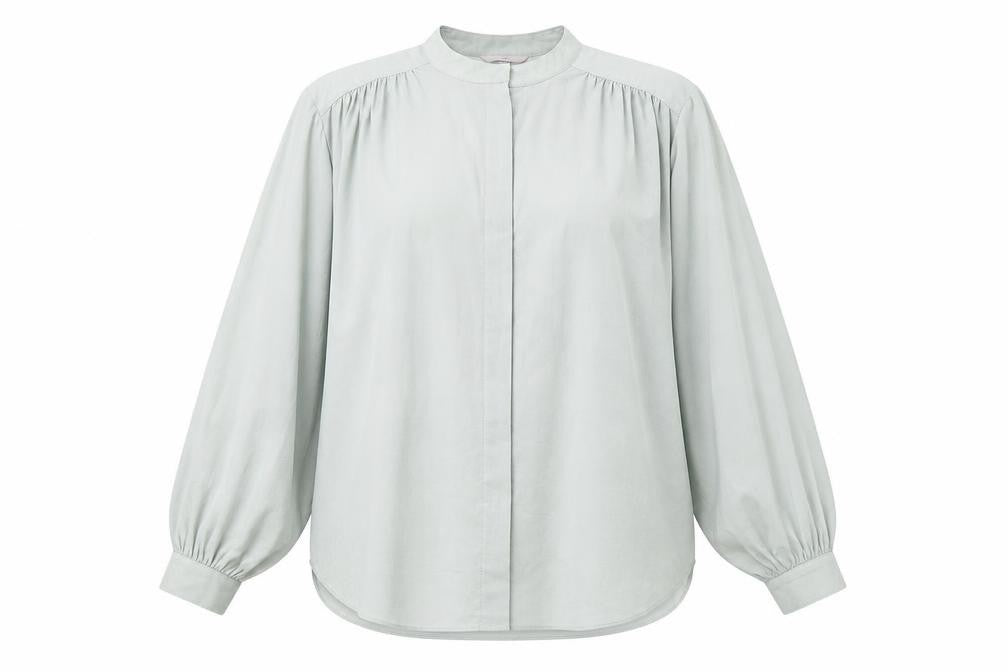 H&M Womens Green Polyester Basic Button-Up Size XL Round Neck