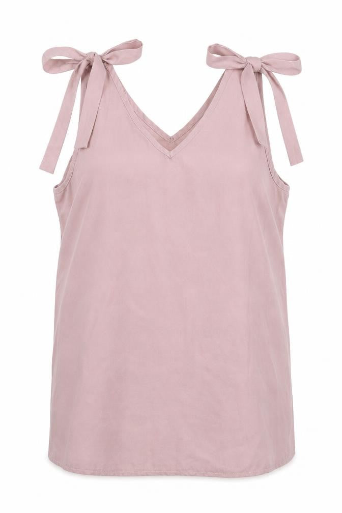 Preworn Womens Pink Polyester Basic Tank Size S V-Neck - Shoulder Tie Detail