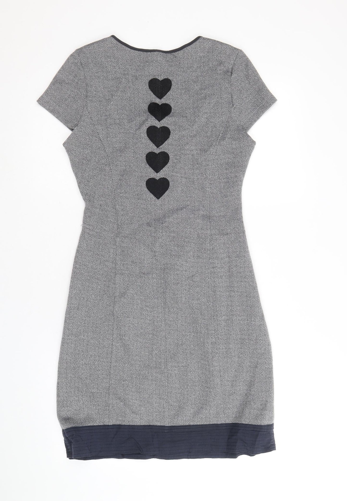 Cream Womens Grey Floral Viscose A-Line Size XS Round Neck Button