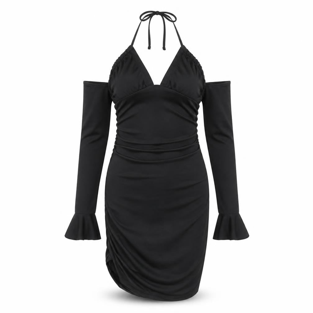 SheIn Womens Black Polyester Bodycon Size M Halter Pullover