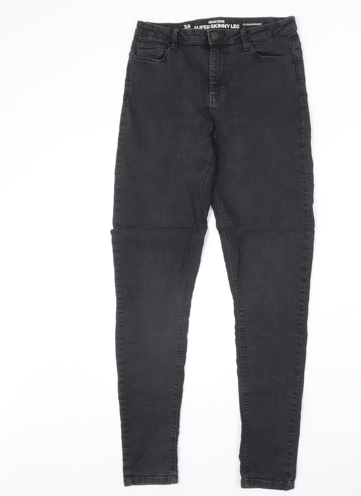 Preworn Womens Black Cotton Skinny Jeans Size 38 in Slim Zip